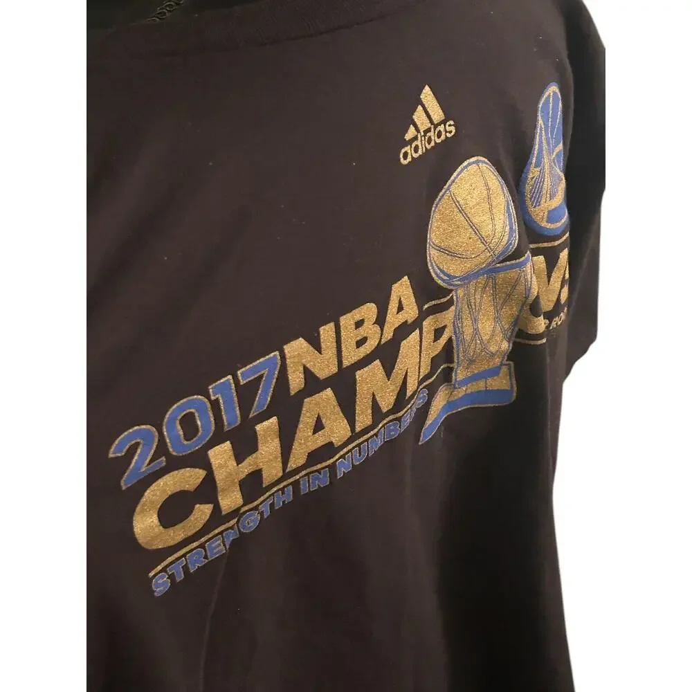 Golden State Warriors Champions Black T-Shirt Mens XL 2017 Adidas NBA